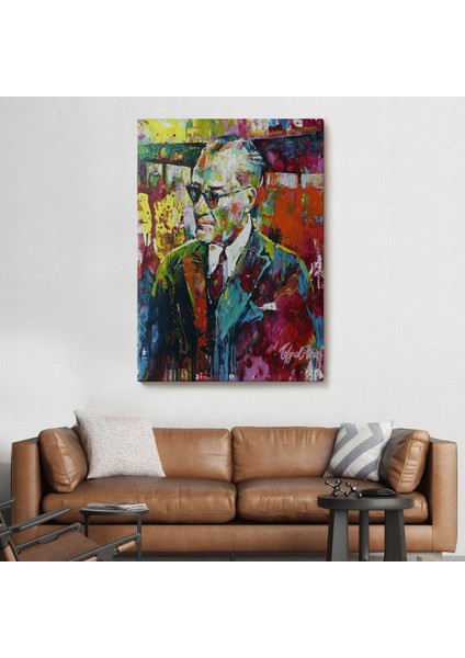 Yağlı Boya Efektli Renkli Mustafa Kemal Atatürk Duvar TABLOSU-6069 fiyatları