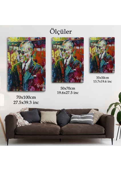Yağlı Boya Efektli Renkli Mustafa Kemal Atatürk Duvar TABLOSU-6069 indirimleri