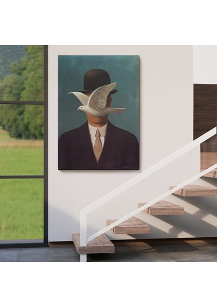 Rene Magritte Melon Şapkalı Adam Sürreal Duvar TABLOSU-6210