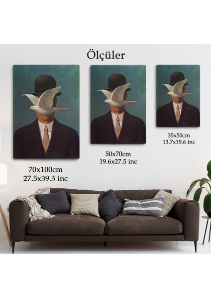 Rene Magritte Melon Şapkalı Adam Sürreal Duvar TABLOSU-6210