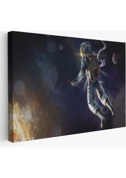 Astronot Duvar Sanatıkanvas Tablo, Uzay Posteri, Astronot Uzayda, Gezegen Arka PLANI-5381