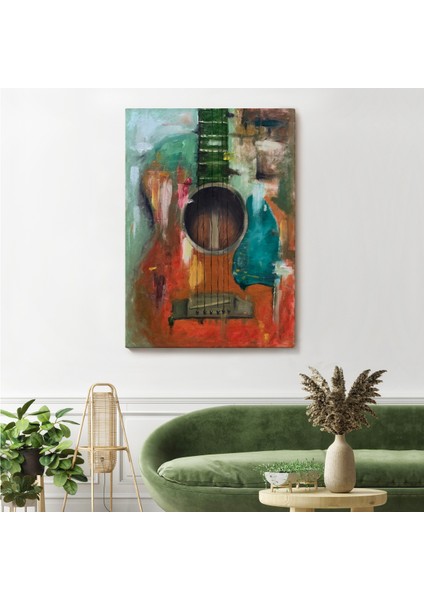 Gitar Temalı Yağlıboya Görünüm Dekoratif Kanvas Duvar Tablosu, Sanat Evi Kanvas TABLO-4976 fiyatları