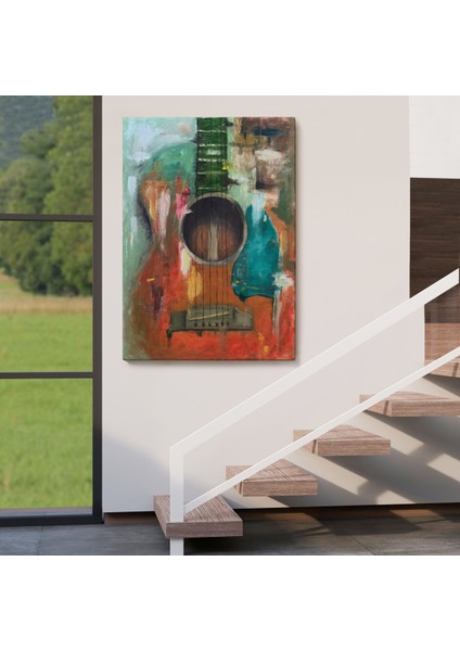 Gitar Temalı Yağlıboya Görünüm Dekoratif Kanvas Duvar Tablosu, Sanat Evi Kanvas TABLO-4976 fırsatları