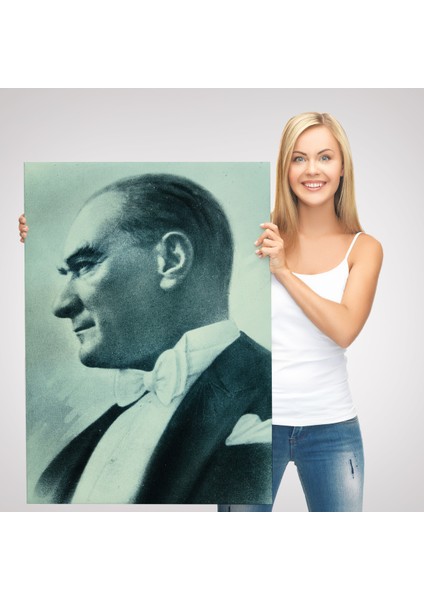 Atatürk Portre Tablosu Mustafa Kemal Atatürk Dikdörtgen Dekoratif Kanvas Tablo-Cn-63 modelleri
