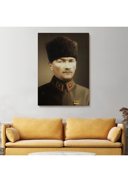 Atatürk Portre Tablosu Mustafa Kemal Atatürk Dikdörtgen Dekoratif Kanvas Tablo-Ck-61