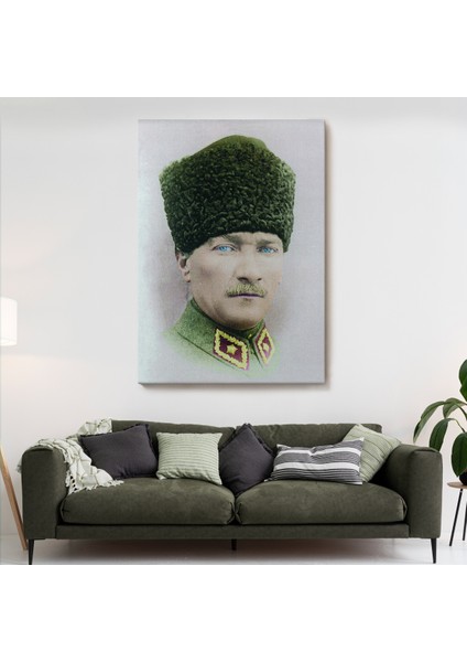 Atatürk Portre Tablosu Mustafa Kemal Atatürk Dikdörtgen Dekoratif Kanvas Tablo-Cf-56