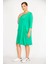 Kadın Yeşil Büyük Beden Bisiklet Yakalı Kapri Kol Cepli Elbise 8