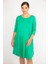 Kadın Yeşil Büyük Beden Bisiklet Yakalı Kapri Kol Cepli Elbise 10