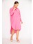 Kadın Büyük Beden Pembe Poplin Kumaş Ön Düğmeli Göğüs Cepli Arkası Uzun Tunik Elbise 65N36788 2