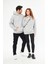 Unisex Gri Oversize İçi Puflu Kapüşonlu Bol Kalıp Sweatshirt Hoodie 2