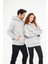 Unisex Gri Oversize İçi Puflu Kapüşonlu Bol Kalıp Sweatshirt Hoodie 3