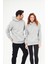 Unisex Gri Oversize İçi Puflu Kapüşonlu Bol Kalıp Sweatshirt Hoodie 4