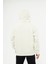 Unisex Ekru Krem Oversize İçi Puflu Kapüşonlu Bol Kalıp Sweatshirt Hoodie 3