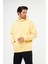 Unisex Açık Sarı Oversize İçi Puflu Kapüşonlu Bol Kalıp Sweatshirt Hoodie 1