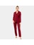 Düz Uzun Kollu Gömlek Yaka Pijama Takım 3365/BORDO 5