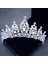 Mavi Düğün Saç Tiara Kristal Gelin Tacı Taç Gümüş Renk Diadem Peçe Tiaras Düğün Saç Aksesuarları Başlıklar Kafa Takı (Yurt Dışından) 2