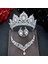 C46 3pcs Set Gümüş A07 Kadın Klasik Düğün Takı Seti Rhinestone Tiaras Taç Kolye Küpe Seti Pageant Diadem Gelin Dubai Takı Seti (Yurt Dışından) 1
