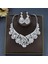 C46 3pcs Set Gümüş A07 Kadın Klasik Düğün Takı Seti Rhinestone Tiaras Taç Kolye Küpe Seti Pageant Diadem Gelin Dubai Takı Seti (Yurt Dışından) 3