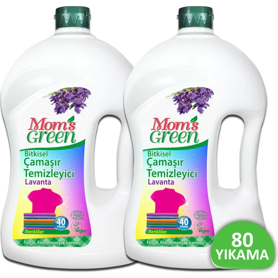 Mom's Green 2'li Set Bitkisel Çamaşır Temizleyici Renkliler -Lavanta - Eco 1500 ml *2 // 80 Yıkama