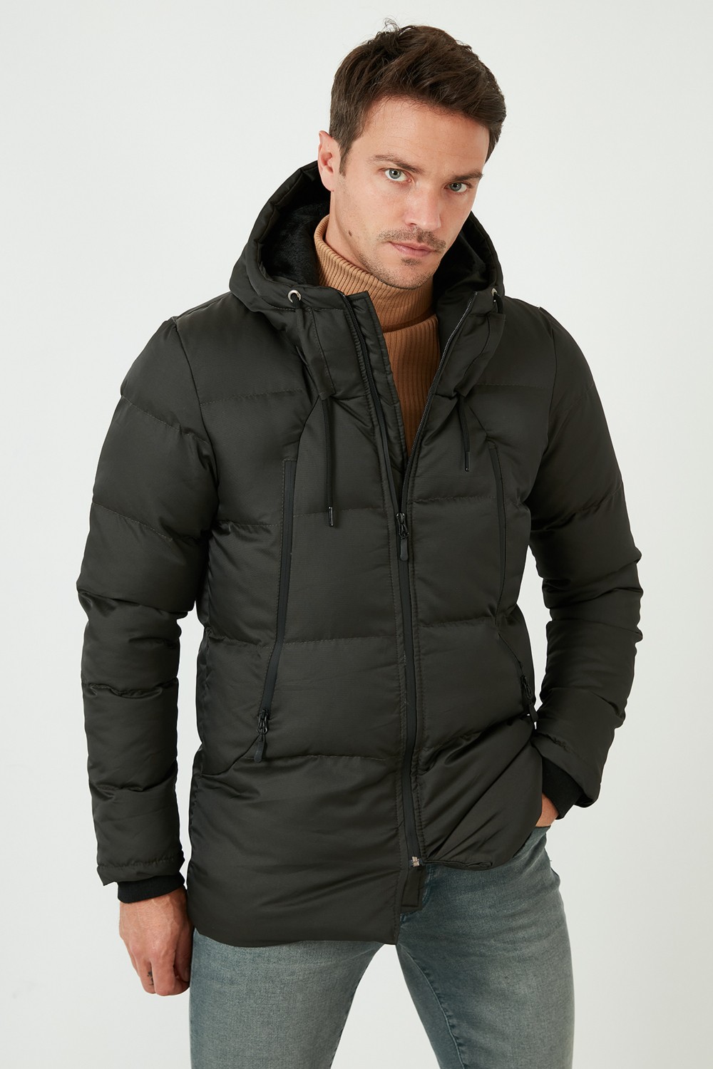 Buratti Kapüşonlu Suya Ve Rüzgara Dayanıklı Soğuk Geçirmez Slim Fit Mont Erkek Mont 5717101