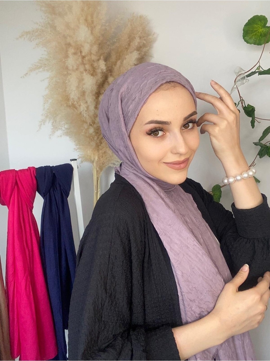 Nil Butik Kadın Pamuklu Şal Kahverengi Düz Desen Ütü Gerektirmeyen Dört Mevsim Kullanıma Uygun görsel 8