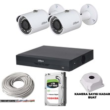 Dahua 2 Kameralı Ip Set 2mp 1080P 30 mt Gece Görüş 1tb