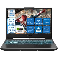 Asus TUF Gaming F15 Intel Core i5 11400H 32GB 512GB SSD 4GB RTX3050 Freedos 15.6" FHD Taşınabilir Bilgisayar FX506HC-HN373019