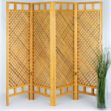 Woodensa Ahşap Paravan Seperatör Oda Bölücü Ayırıcı 4 Kanat Kiraz WDN417