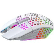 Valkyrie Sessiz Tuşlu Wireless 2.4g 8 Button Rgb LED Gaming Mouse - Silent Button - One Click Desktop Beyaz