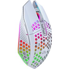 Valkyrie Sessiz Tuşlu Wireless 2.4g 8 Button Rgb LED Gaming Mouse - Silent Button - One Click Desktop Beyaz