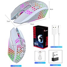 Valkyrie Sessiz Tuşlu Wireless 2.4g 8 Button Rgb LED Gaming Mouse - Silent Button - One Click Desktop Beyaz