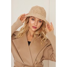 EKE TEKSTİL Kadın Peluş Kova Model Balıkçı Bucket Hat Kışlık Şapka