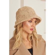 EKE TEKSTİL Kadın Peluş Kova Model Balıkçı Bucket Hat Kışlık Şapka
