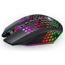 Valkyrie Sessiz Tuşlu Wireless 2.4g 8 Button Rgb LED Gaming Mouse - Silent Button - One Click Desktop Siyah