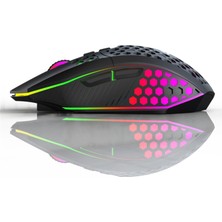 Valkyrie Sessiz Tuşlu Wireless 2.4g 8 Button Rgb LED Gaming Mouse - Silent Button - One Click Desktop Siyah