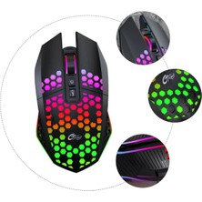 Valkyrie Sessiz Tuşlu Wireless 2.4g 8 Button Rgb LED Gaming Mouse - Silent Button - One Click Desktop Siyah