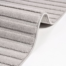 Halınet Isabella Gri Çizgili Polyester Makine Halısı
