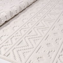 Halınet Mila Krem Çizgili Polyester Makine Halısı