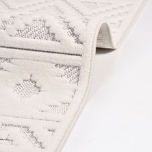 Halınet Mila Krem Çizgili Polyester Makine Halısı