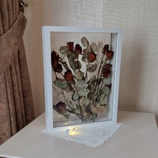 Verda Çerçeve Beyaz Ledli 30X40 cm Çift Yönlü Anı Çerçevesi! Gül Kutusu Şeffaf Gül Kutusu