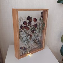 Verda Çerçeve Bambu Ledli 40X50 cm Çift Yönlü Anı Çerçevesi! Gül Kutusu Şeffaf Gül Kutusu