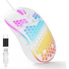 Valkyrie Rgb LED Işıklı 6 Tuşlu 7200DPI Gaming Oyuncu Mouse Beyaz