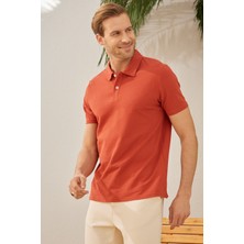 Odelon Erkek Basic Polo Yaka Tişört (Regular Fit) Kiremit