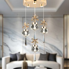 Apliqa Amaris 4'lü Yuvarlak Gold Metal Kristal Avize 52 Watt Modern Tasarım ile Şık Aydınlatma