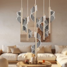 Apliqa Jadon 4'lü Yuvarlak 3 Renkli 35 Watt Gold Kristal Ledli Modern Oturma Odası Salon Sarkıt Avize