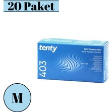 Tenty 403 Plus Pudrasız Mavi Nitril Muayene ve Temizlik Eldiveni S-M-L 20 KUTU/2000 Adet