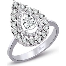 Lilarote 0.37 Ct. Modern Tasarım Damla Pırlanta Yüzük