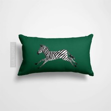 Yeşil Zebra Desenli Çift Taraflı Dekoratif  Yastık Kılıfı 32 x 55 cm