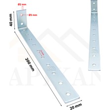 YAPIKAN - 20x40x200mm - Deprem Güvenliği Dolap Sabitleme Aparatı Seti - Mobilya Portmanto, Gardırop, Eşya, Kitaplık, Duvara Sabitleyici L Demir Köşe Bağlantı