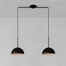 Rsylight Retro Metal Modern Siyah Spor Dekoratif Rustik 2 Li Avize